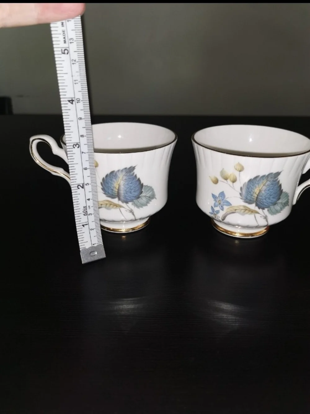 Lot of 2 - Vintage Royal Stafford Bone China Teacup with Blue Flowers EST 1845